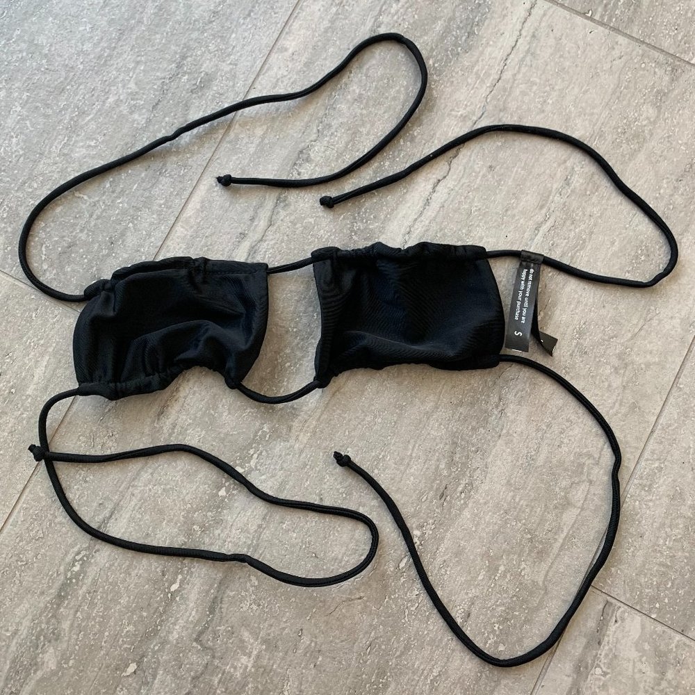 Ark Swimwear Small Black Minimal Bandeau Bikini Top NWT